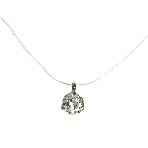 Round Solitaire Floating Penadant Illusion Necklace