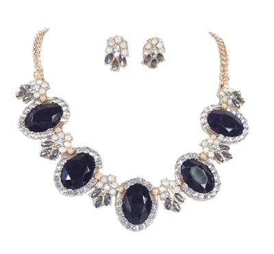 Core Fashion Jeweled Collar Neckalce & Earrings Set,
