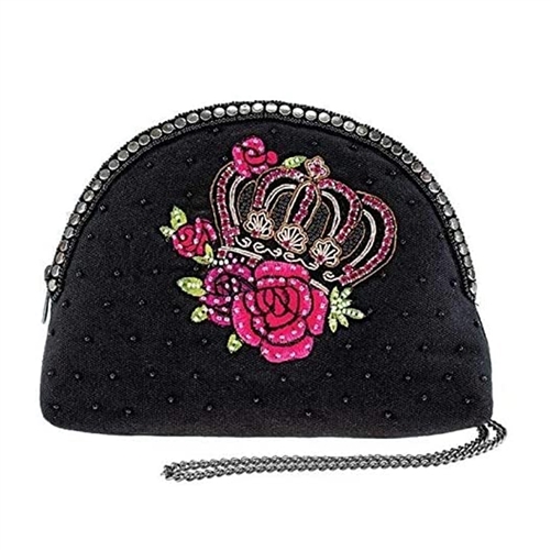 Mary Frances Queen Crown Beaded Crossbody Travel Pouch