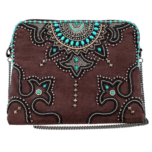 Mary Frances Turquoise Trip Beaded Crossbody Travel Pouch