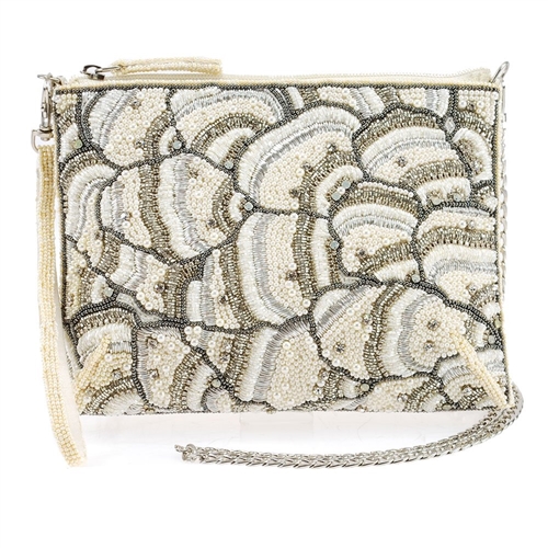 Mary Frances Crystal White On 3 Way Convertible Clutch
