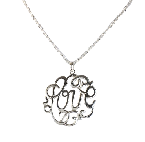 Zad Jewelry Love Monogram Pendant Necklace