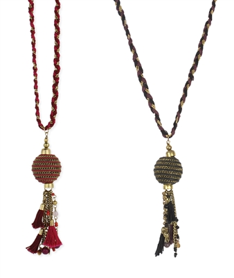 Zad Jewelry Braided Thread & Ball Tassel Long Necklace