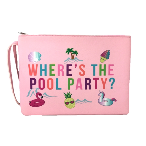 Where's The Pool Party Neoprene Wet Dry Swim Wristlet