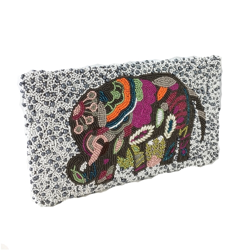 Clutch Me By Q Lucky Elephant Beaded Envelope Clutch