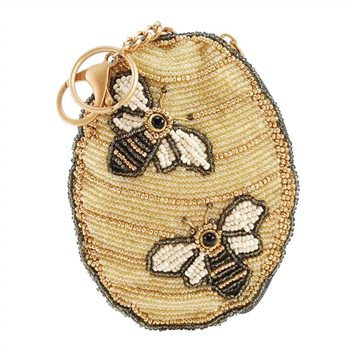 Mary Frances Oh Honey Bee Hive Beaded Zip Coin Purs