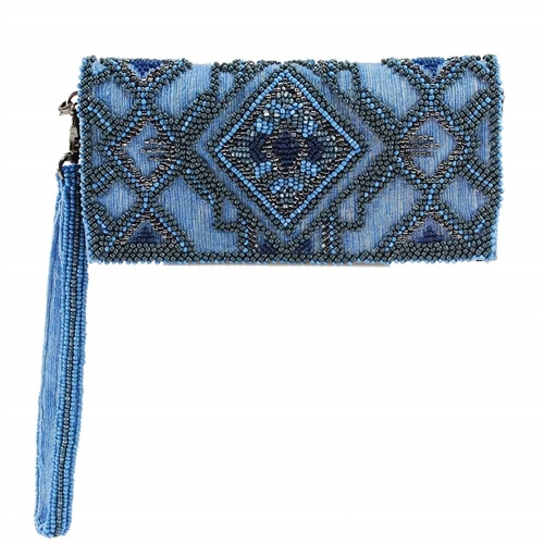 Mary Frances Symmetry Blue Beaded iPhone Wristlet Wallet