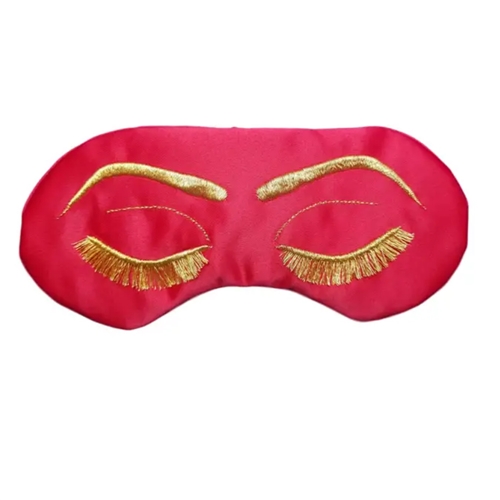 Sleepy Cottage Embroidered Glam Eyelashes Satin Sleep Mask