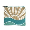 Rising Sun Ocean Waves Essential Pouch Beaded Zip Card Case Coin Purse