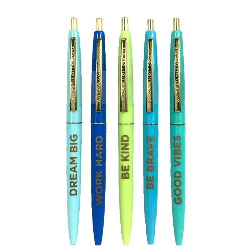 Positivity Fun Sayings Ball Point Pens Boxed Set of 5