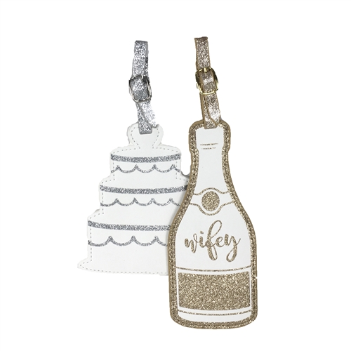 Sparkle Wifey & Wedding Cake Set of 2 Luggage Tags