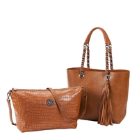Sydney Love Croco Embossed Vegan Leather Reversible Tote & Large  Pouch Crossbody