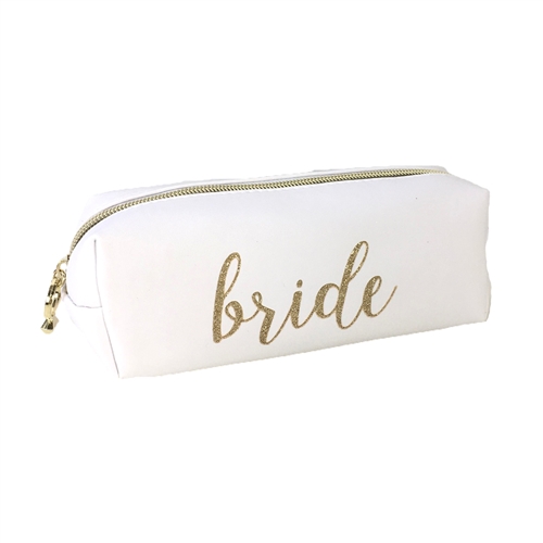 Bride Gold Script Rectangular Zip Cosmetic Case