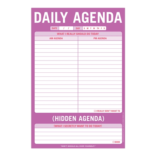 Daily Agenda / Hidden Agenda Checklist Note Pad,