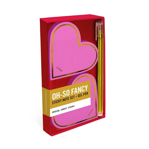 Oh So Fancy Hearts Sticky Note Pads & Gel Pen Desk Set