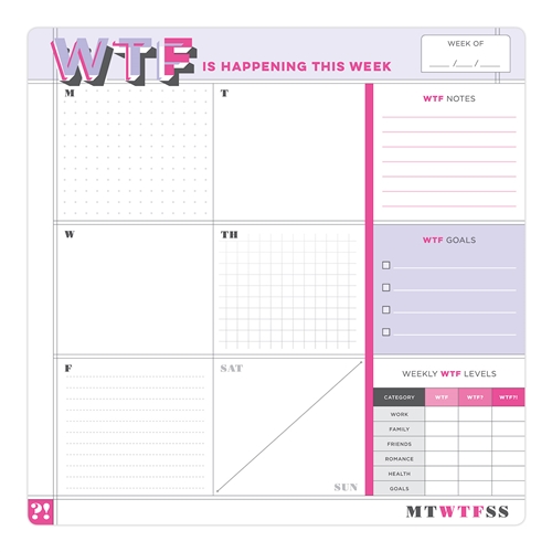 WTF ?! Weekly Planner Sticky Paper Desk Pad