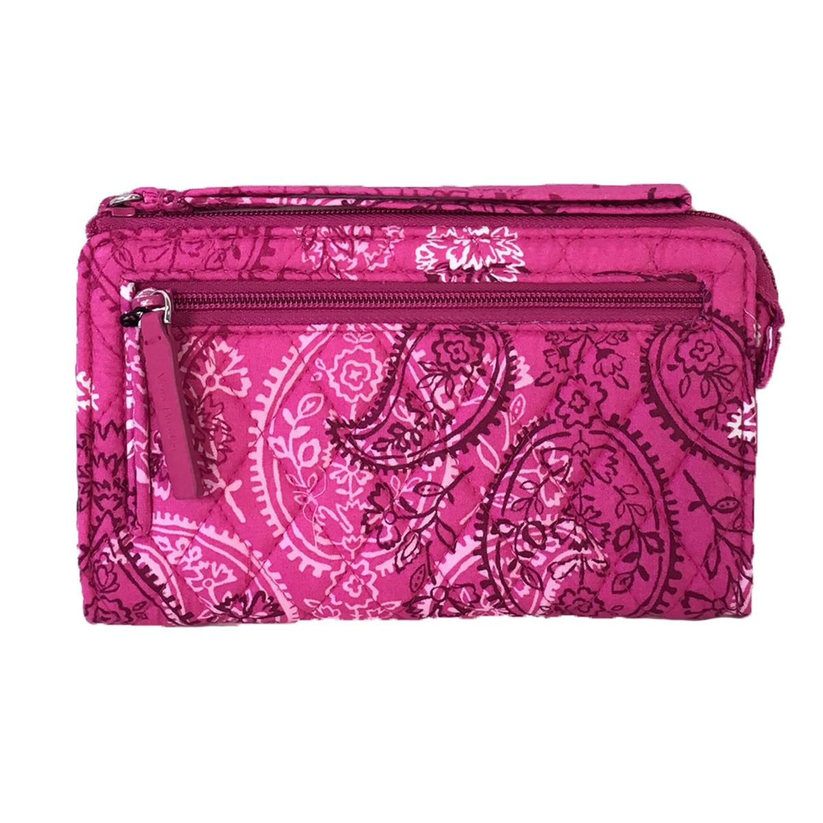 Vera Bradley Front Zip Wristlet Wallet, Stamped Paisley Pink