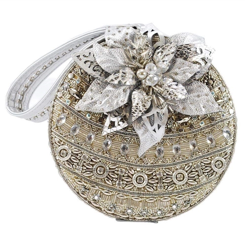 Mary Frances Snow Globe Ornament Beaded Wristet