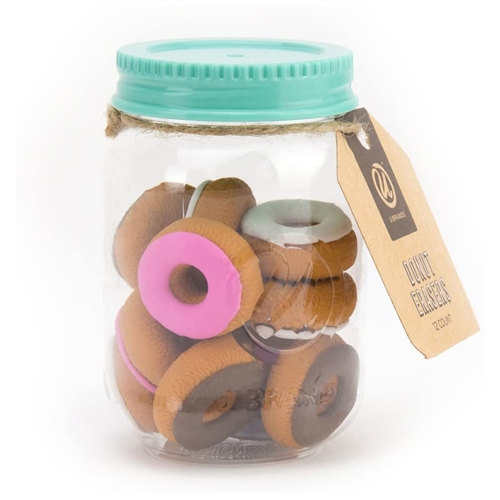 U Brands Novelty Mason Jar Donut Erasers 12 Count