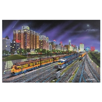 SunsOut Chicago Nights Train 1000 Pc Jigsaw Puzzle