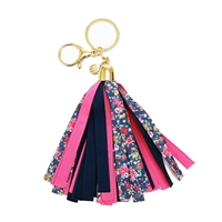 Augusta Floral Print Ribbon Tassel Key Chain Bag Charm
