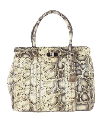 Tory Burch Serina Large Snake Embossed Leather Tote, Natural