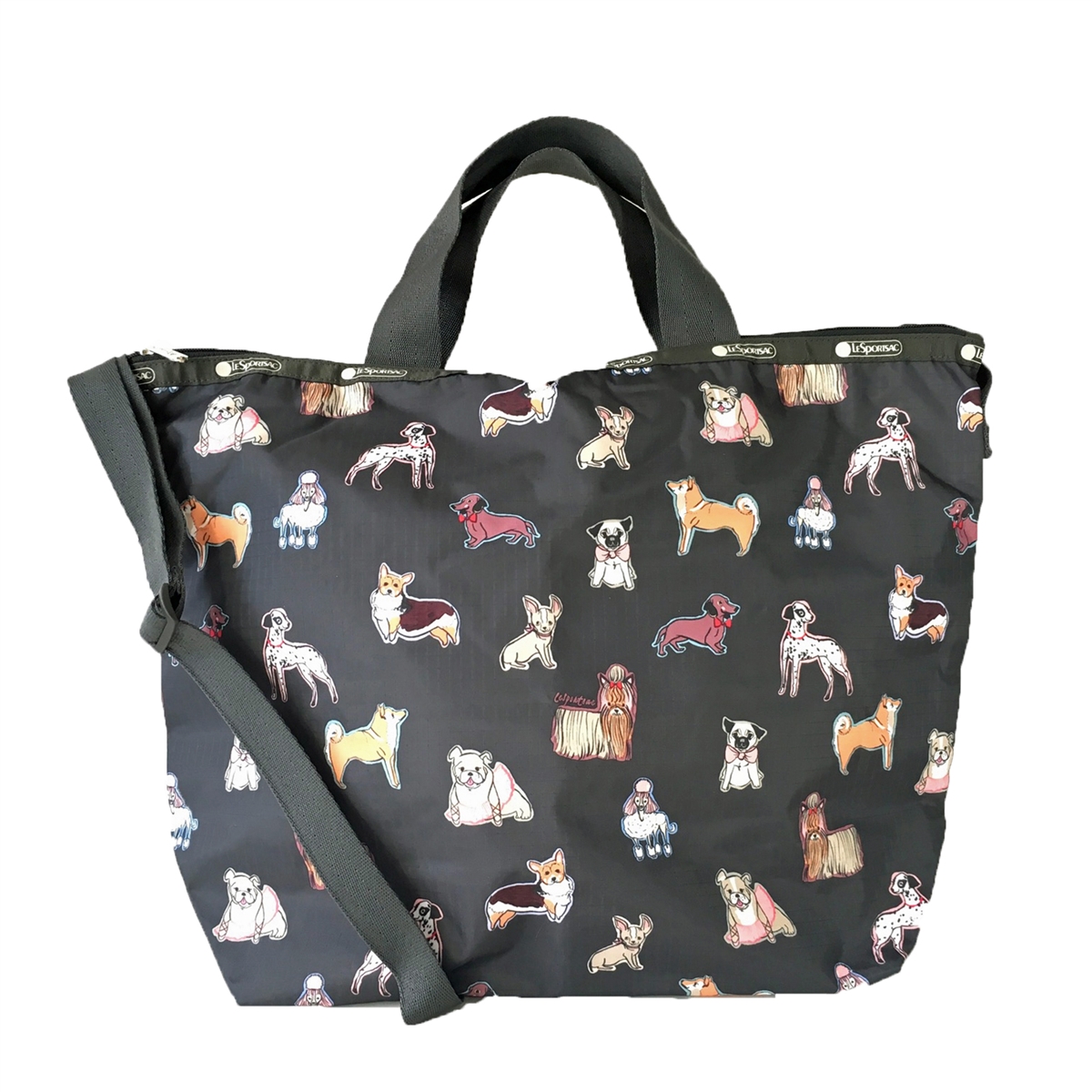 REPOSH! LeSportSac - Black With Little Embroidered White Doggies Print Everyday Small Satchel - Floral Lattice Embroidery – LeSportsac main image 4
