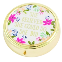 She Believed She Could So She Did Round Travel Pill Case
