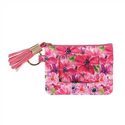 Savannah Floral Print Zip ID Card Case Key FOB
