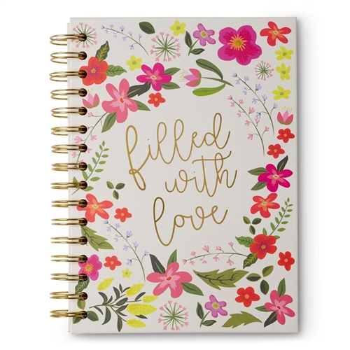 Filled With Love Floral Hardcover Spiral Notebook