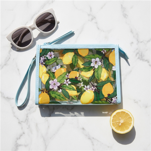 Vera Bradley Clear Beach Wristlet Wet Dry Swim Ditty Bag Lemon Grove