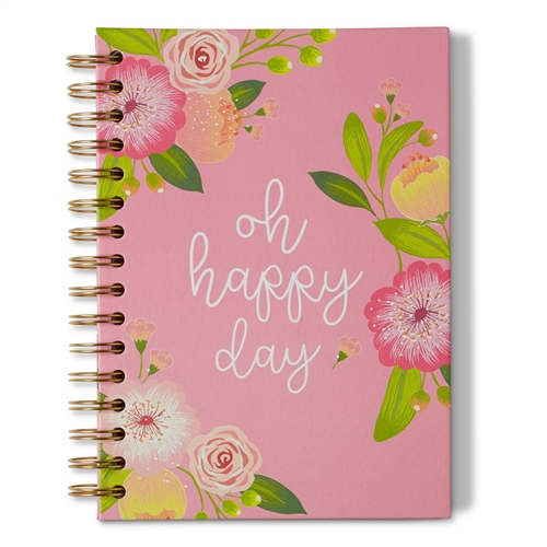 Oh Happy Day Floral Hardcover Spiral Notebook