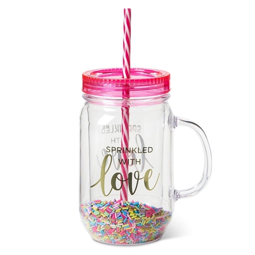 Sprinkled With Love BPA Free Sprinkles Mason Jar Travel Cup