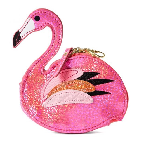 Pink Flamingo Glittering Coin Purse Bag Charm