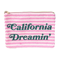 Blue Island Califorina Dreamin' Straw Clutch Bag Zip Pouch