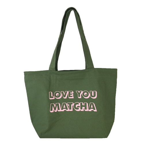 Love You Matcha Large Canvas Eco Friendly Tote