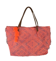 New Look Abstract Geo Print Fringe Tote