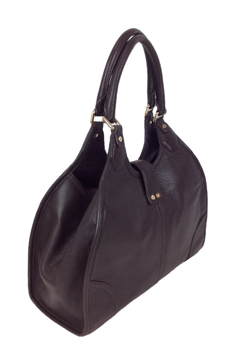 Michael Kors Women's Hudson Large Leather Shoulder Tote Bag Black Gold  Hardware