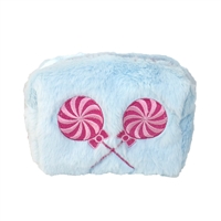 Peppermint Lollipop Fuzzy Rectangular Zip Cosmetic Case