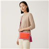 Tory Burch Bright Azalea Pink Colorblock Leather Convertible Crossbody Clutch with Tassel