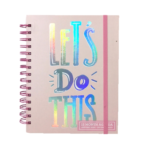 Let's Do This! 2020 12 Month Agenda Weekly Planner Personal Organizer, Pink Iridescent