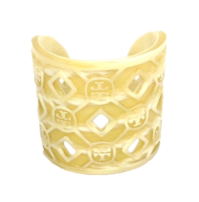 Tory Burch Perforated Resin Logo Cuff Bracelet