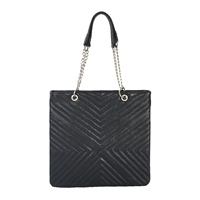 Zenith Chevron Quilted Leather Slim Tote