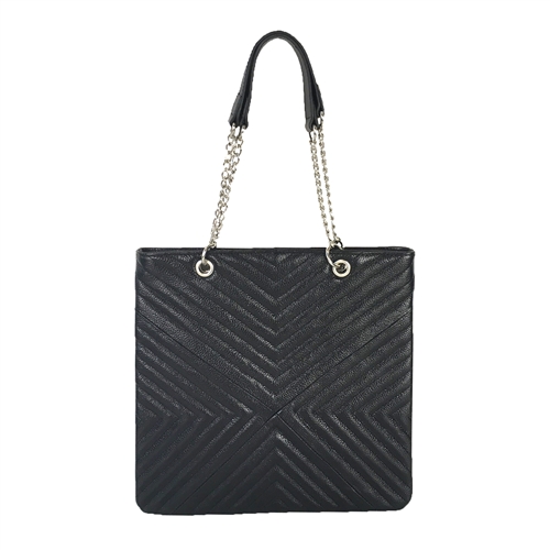 Zenith Chevron Quilted Leather Slim Tote