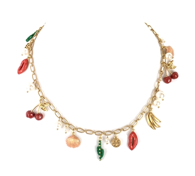 Tory Burch Sylvan Short Rosary Charm Necklace