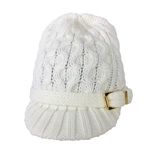 Michael Kors Cable Knit Brimmed Beanie Newsboy Hat