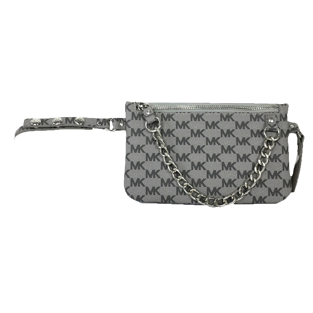 Michael Kors MK Logo Chain Belt Bag Waist Pack, Large, Grey