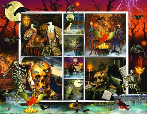 Halloween Stamps Skeleton Dance 1000 Piece Jigsaw Puzzle