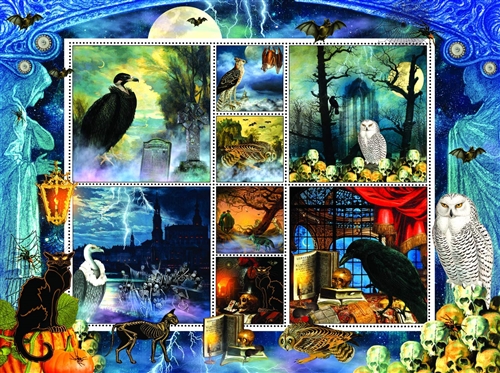 SunsOut Halloween Stamps Spooky 1000 Piece Jigsaw Puzzle