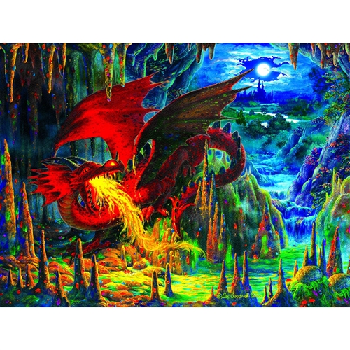 SunsOut Fire Dragon of Emerald Fantasy 500 Pc Jigsaw Puzzle